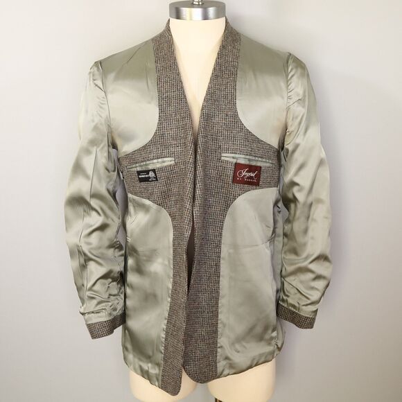 Imperial by Haggar Sport Coat Mens 42L Gray Check Wool Tweed Jacket Blazer Vtg - Picture 12 of 15